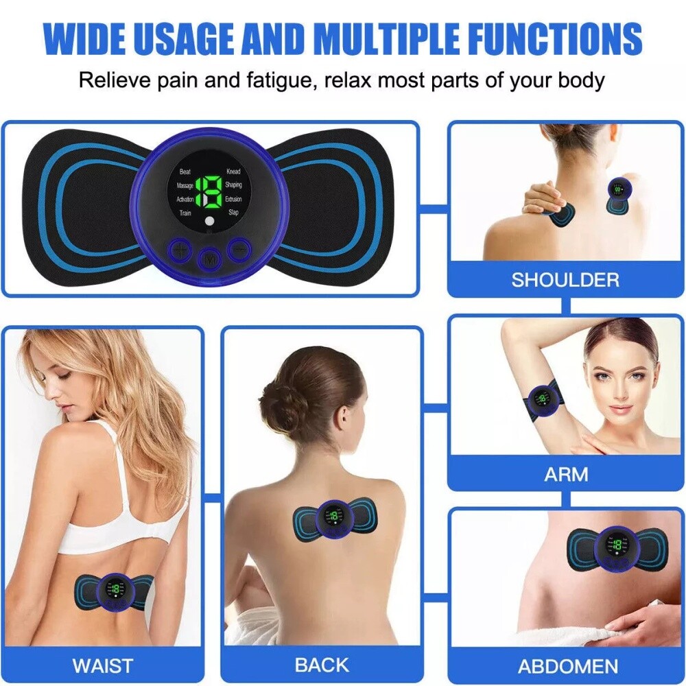 5PCS Portable Mini Electric Neck Back Massager Patch Stimulator Cervical Massage