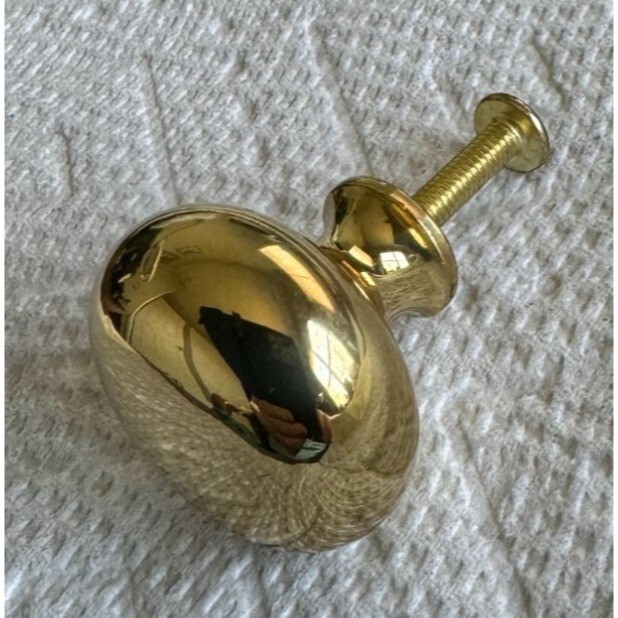 Solid Brass 1 1/4" Polished Mushroom Shaped Drawer Pull with Screw