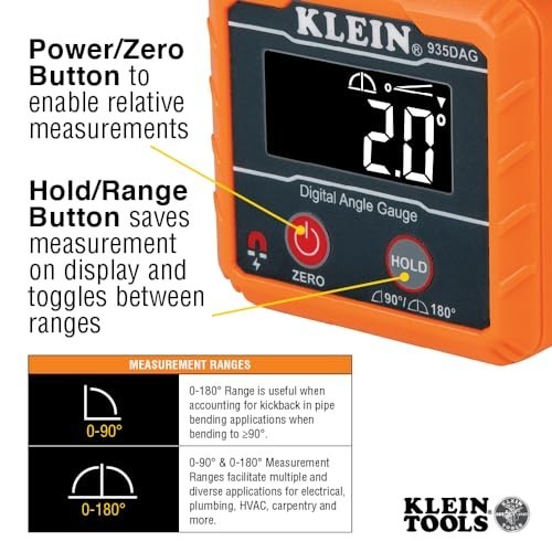 Digital Electronic Level & Angle Gauge - Measures 0-90° & 0-180°, Sets Angles