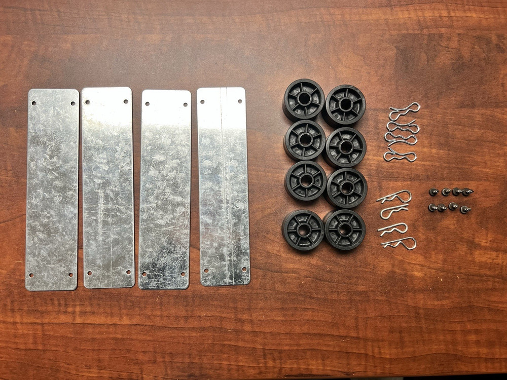 Adjustable Base Roller Guide Wheel & Pin Set plus hardware