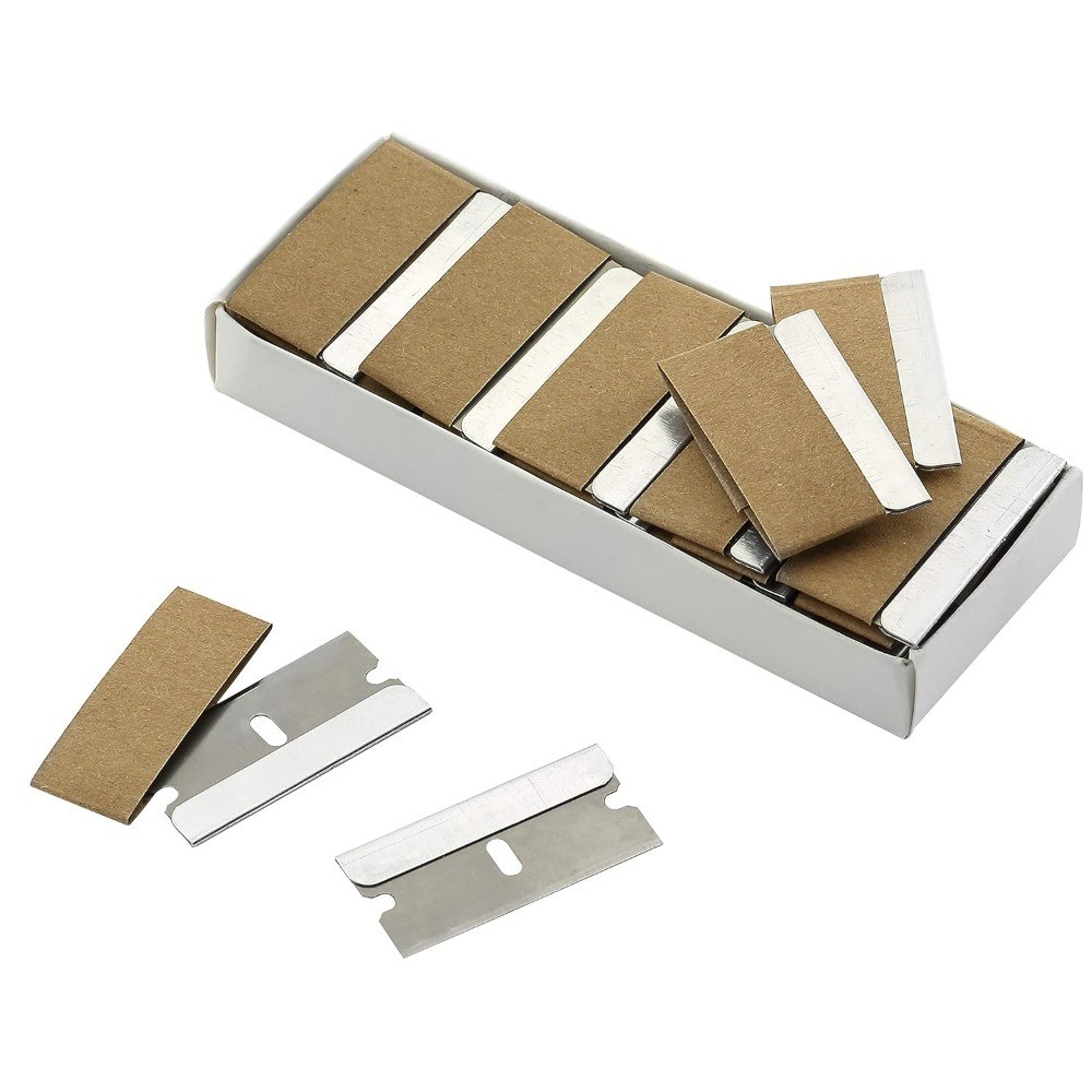 Flat Scraper Single Edge Blades 50 Pack for Paint Window Glass Cleaning
