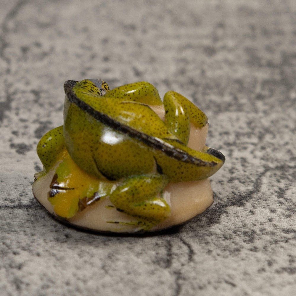 Green And Black Iguana Lizard Tagua Carving