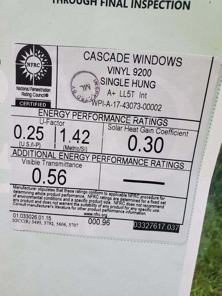 Cascade Window - Single-Hung - Double Pane -Vinyl Window 24x36 White Grid