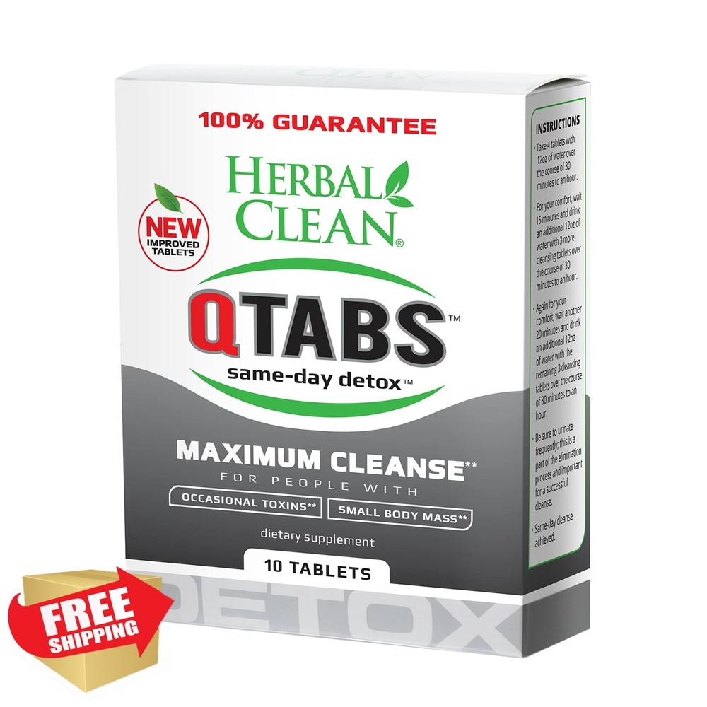 Herbal Clean QTabs Same-Day Detox 10 Tablets Portable