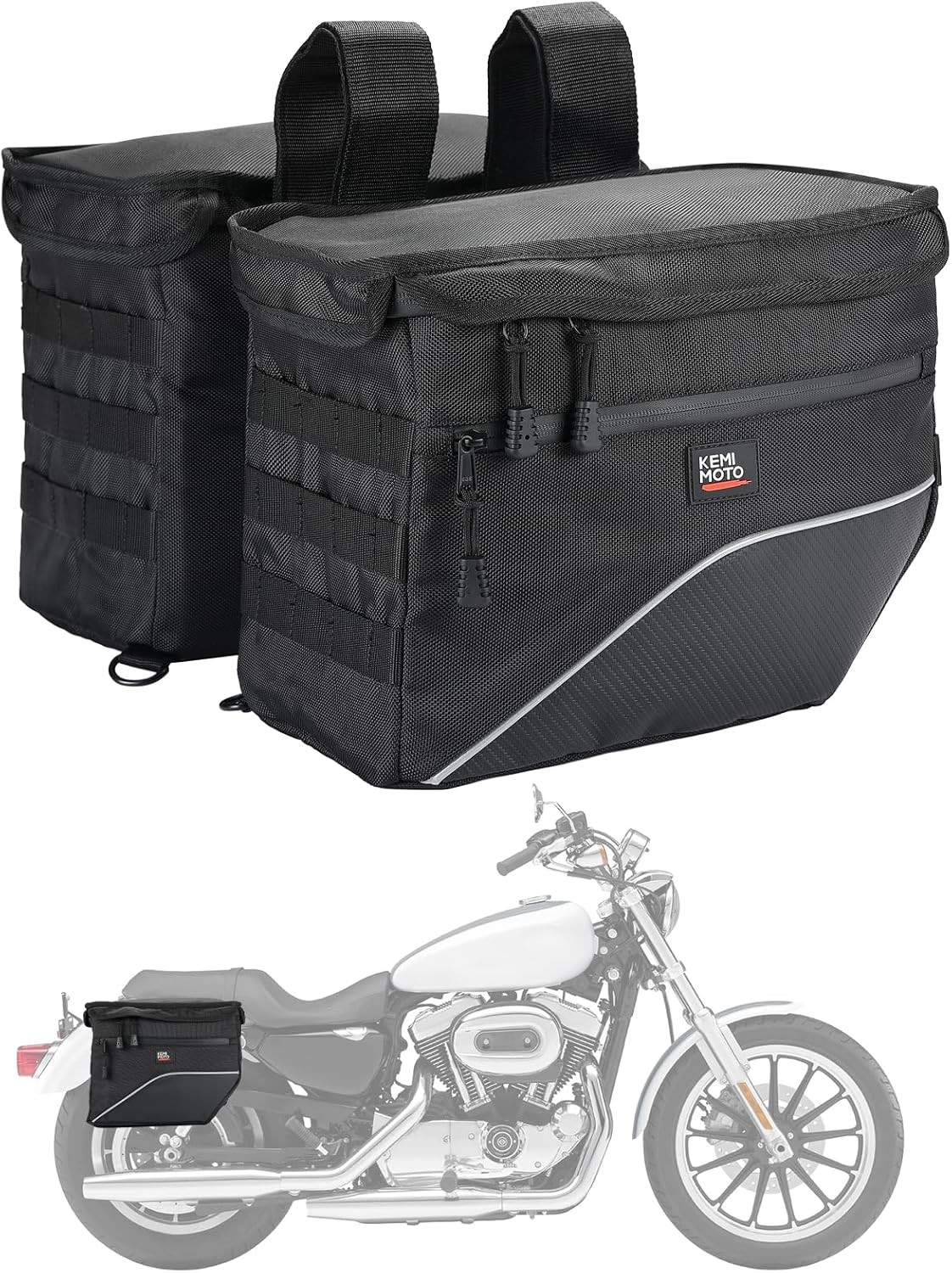 KEMIMOTO Upgrade Motorcycle Saddle Bags Middle-Sized Throw One Size, Black