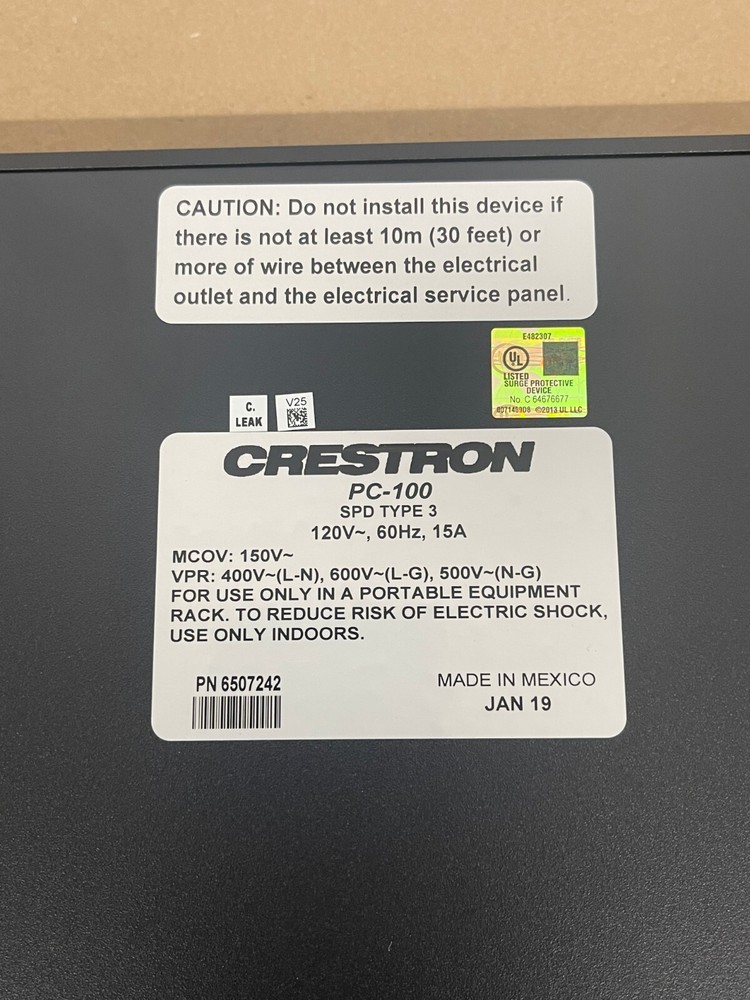 Crestron Power Conditioner 100, PC-100 Sequence Power