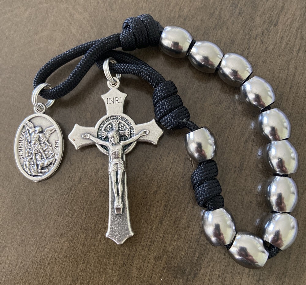 Stainless Steel St. Michael Catholic Single Decade Rosary - Handmade
