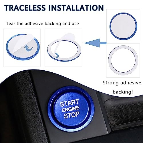 Audi Compatible Push Start Button Cover - Cool Aluminum Engine Start Cover Blue