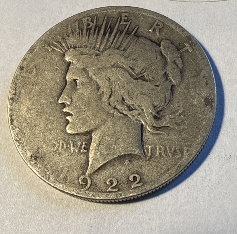 1922 Peace Silver Dollar, 90% Silver, Circulated