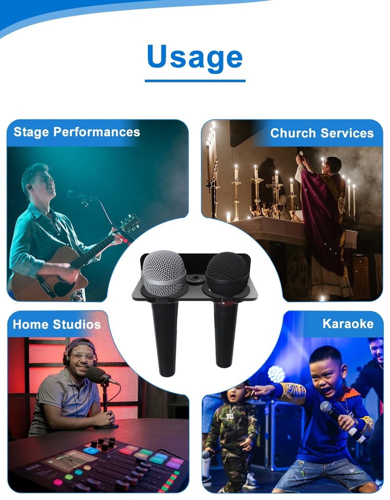 Multi Microphone Holder for Handheld Dynamic Wired and Wireless Mics Storage ...