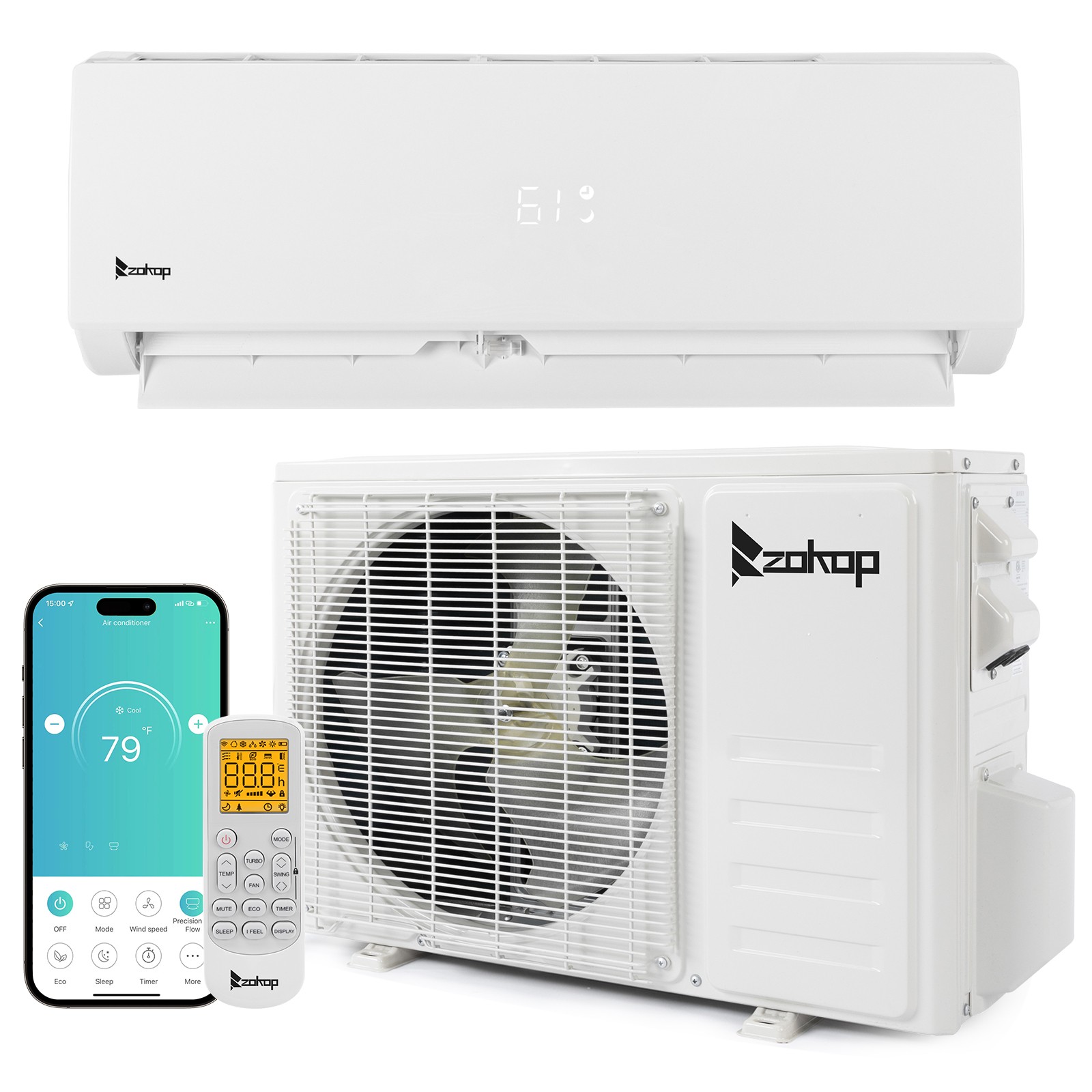 18000 BTU Mini Split Air Conditioner 230V Heat Pump 21 SEER INVERTER AC Ductless