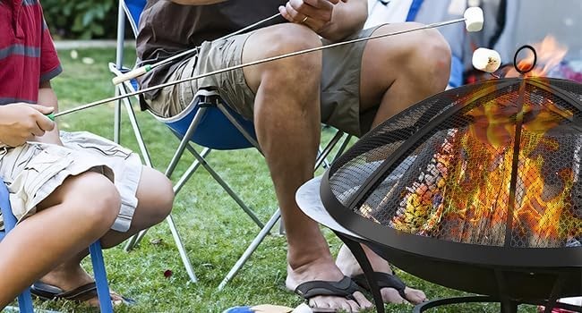Fire Pit Spark Screen, Outdoor 22 Inch Round Fire Pit Screen with Foldable Hook