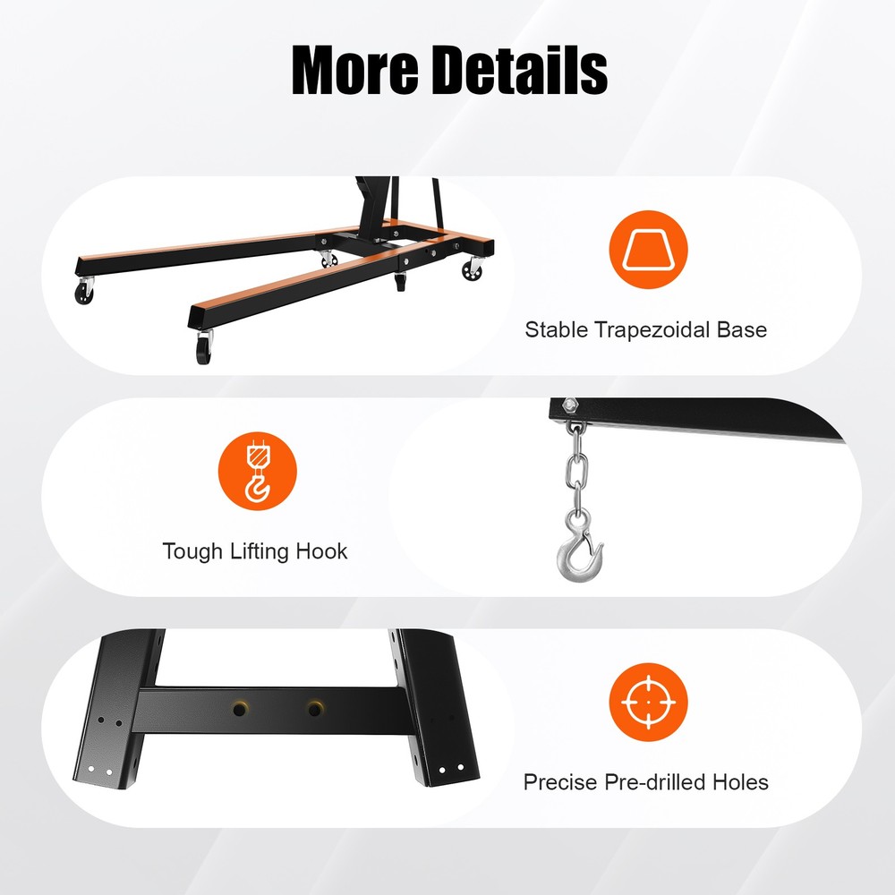 2 Ton Folding Engine Hoist Crane with Adjustable Height and Easy Mobility