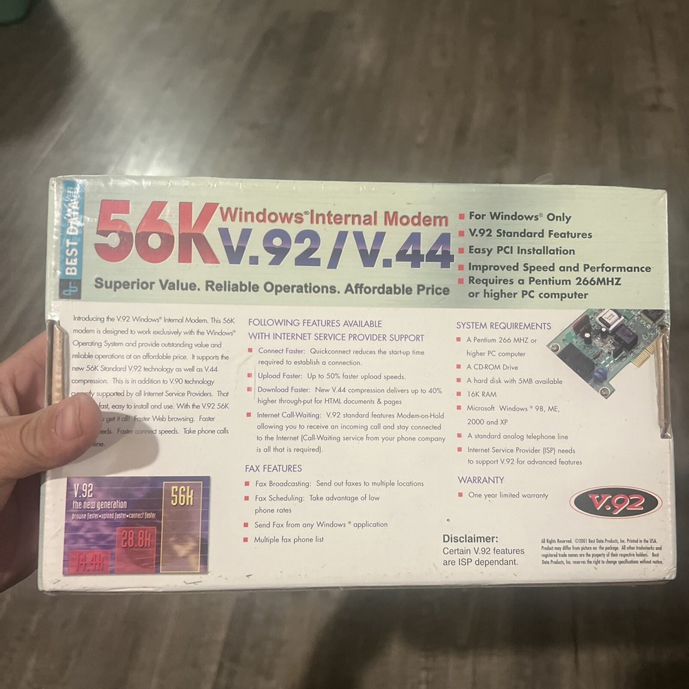 PCI Best Data Windows Internal Modem 56 Kbps V.92/V.44