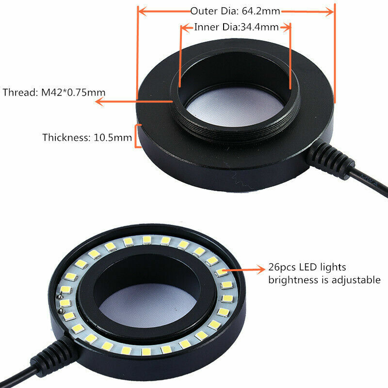 Ultrathin 26 LED 3 color Modes Adjustable Ring Light Lamp for Stereo Microscope