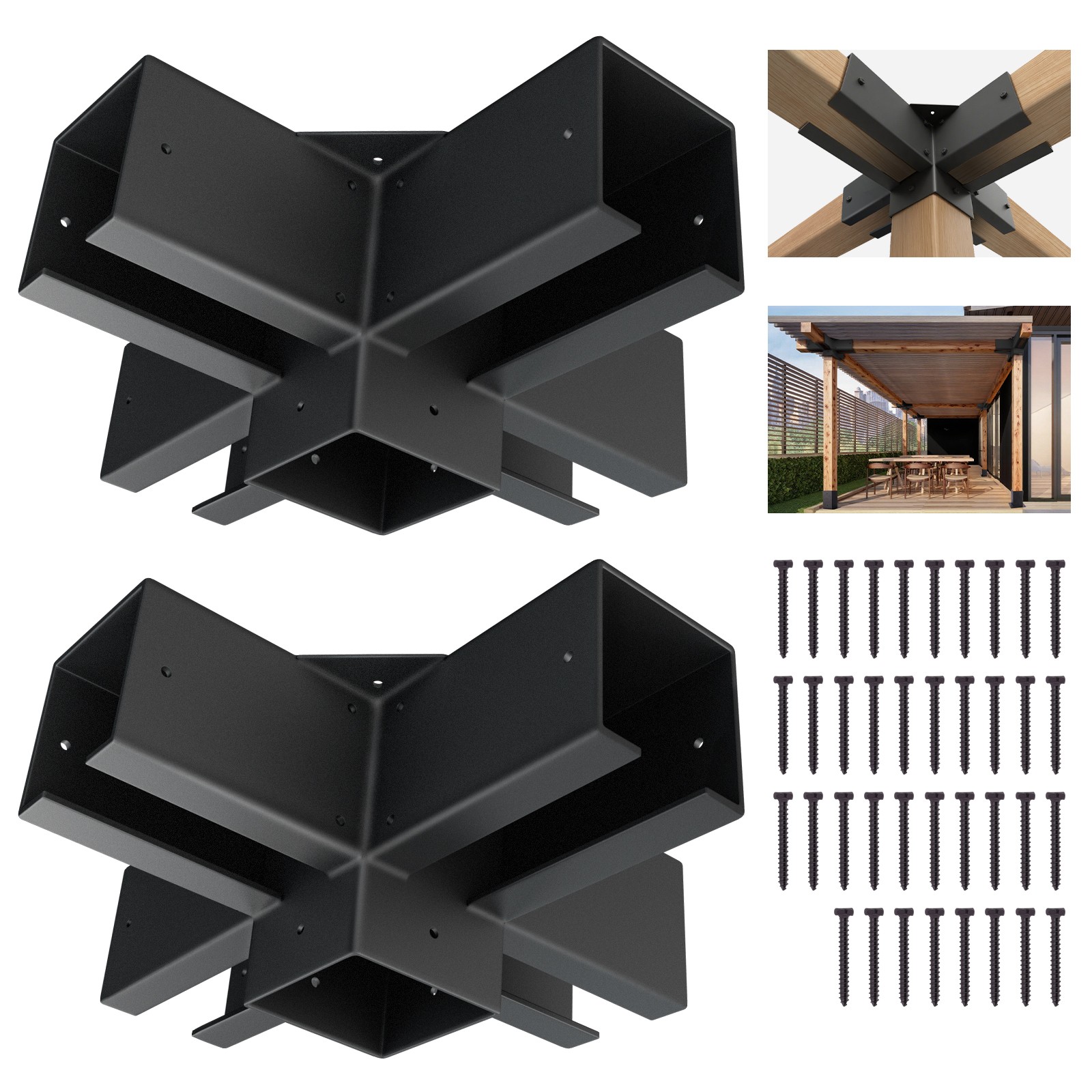 ColourTree Pergola Brackets for 4 x 4 Wood Post, Pergola Bracket Kit - 2 PCS