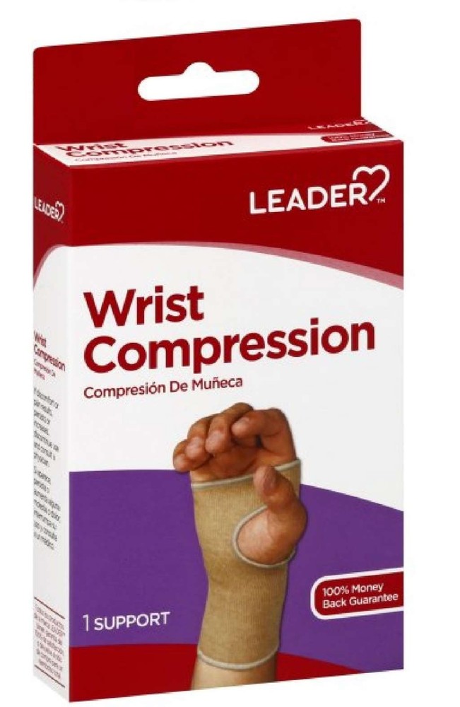 Leader Wrist Compression, Beige, Large, New