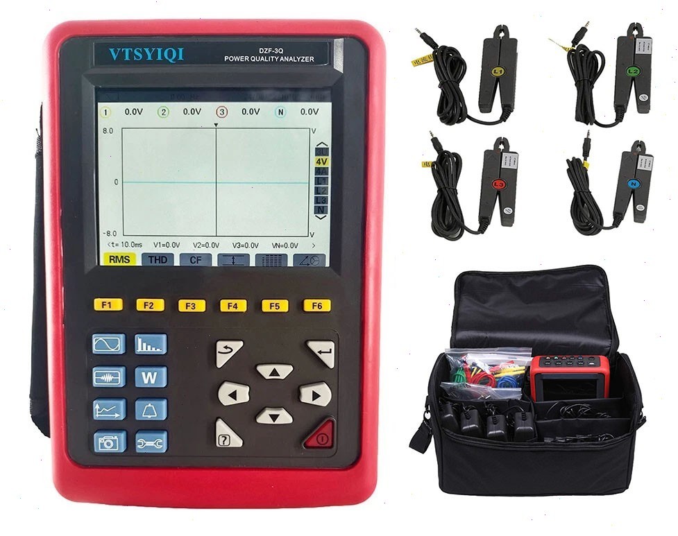 Power Quality Analyzer Meter with Current Clamp Range 10mA-10A Snapshot Function