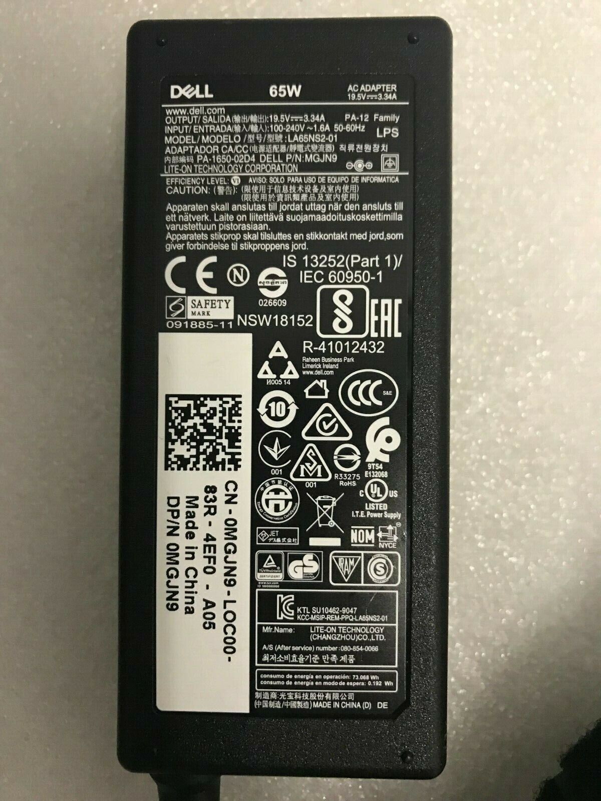 LOT OF 5 !! DELL 65W PA-12 4.5mm AC Adapter Charger LA65NS2-01 6TM1C "small tip"