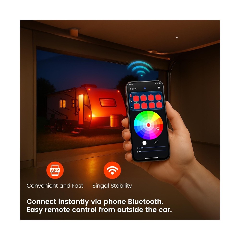 SUPAREE 8 Gang Bluetooth RGB Switch Panel,Toggle Momentary Flash Strobe Memor...