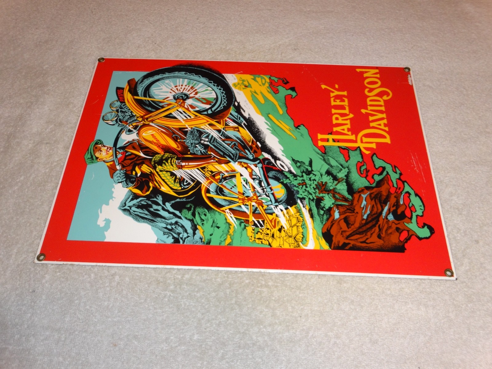 VINTAGE HARLEY DAVIDSON 1929 DL VL MOTORCYCLE 16" X 11" PORCELAIN METAL SIGN