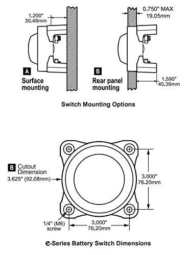 9001E e-Series Battery Switch 4-Position Selector ON/OFF 1-2-BOTH Red