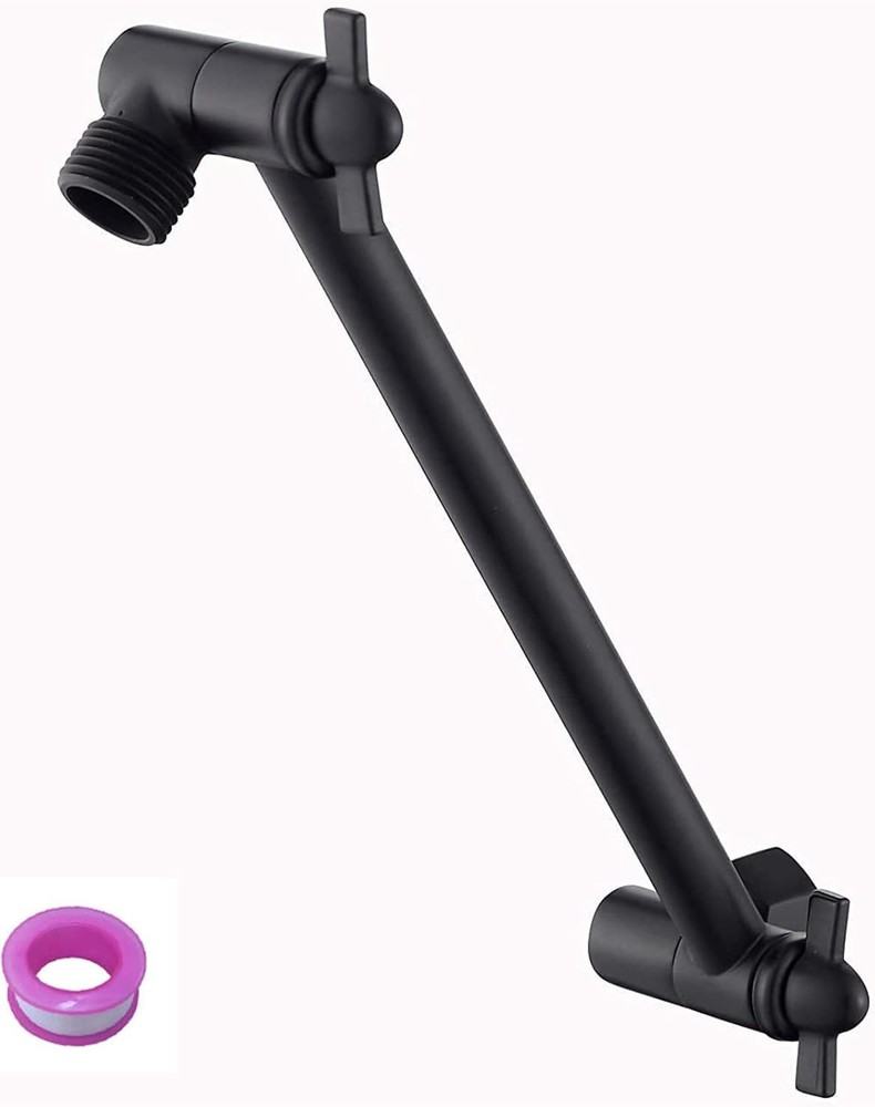 8 Inch Shower Head Extens Arm Matte Bla.Solid Brass Adjustable Shower