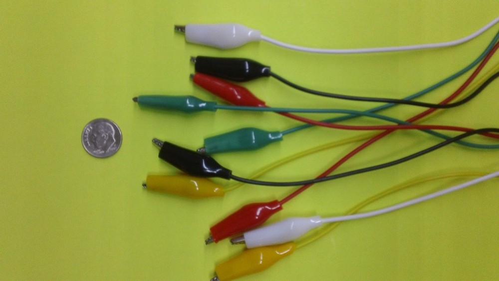 5 X - 18" multi color TEST wire - Alligator Clip - Double END - Electronics TEST