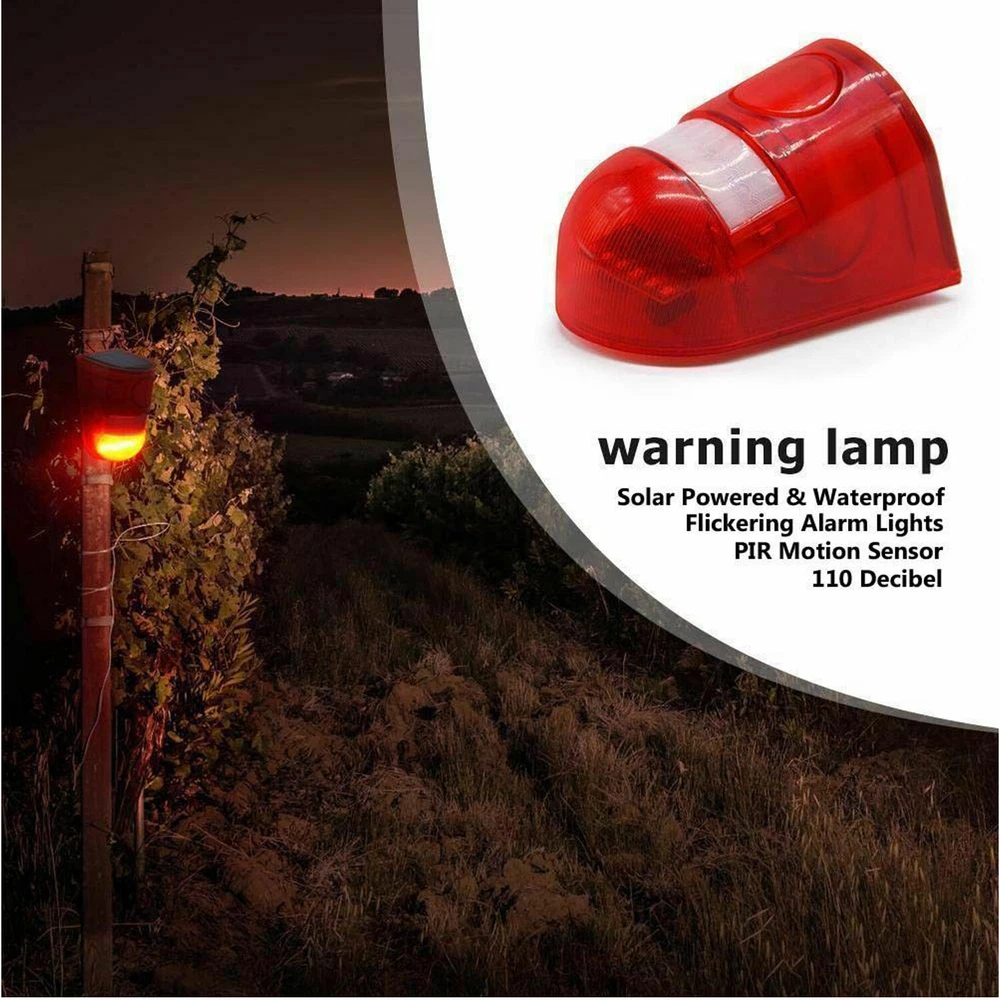 Magic Solar Alarm Warning Satety Anti-Theft Flashing Light Sensor Garden Yard