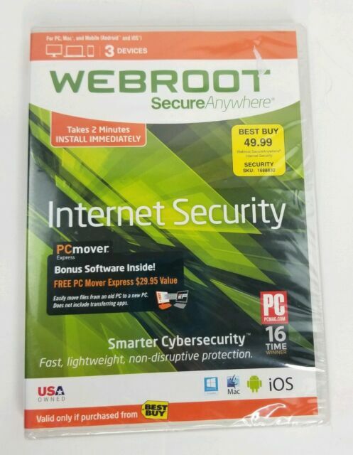 WEBROOT - Secure Anywhere - INTERNET SECURITY Windows Mac IOS DVD NEW/SEALED