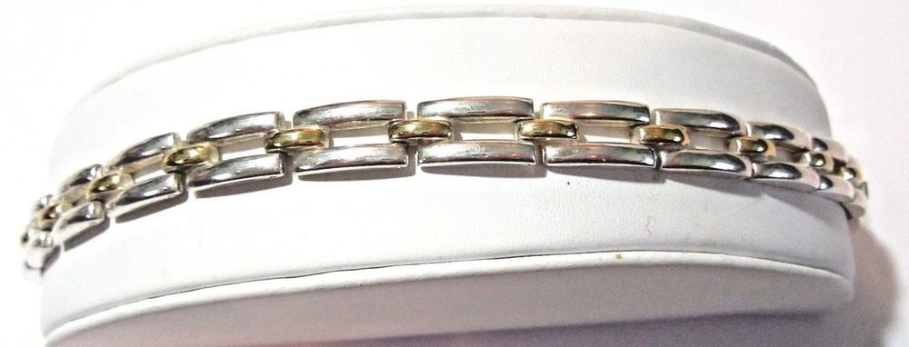 SILVER BRIGHT FINISH RECTANGLE LINK BRACELET ADJUSTABLE EXTRA CLASP CHINA