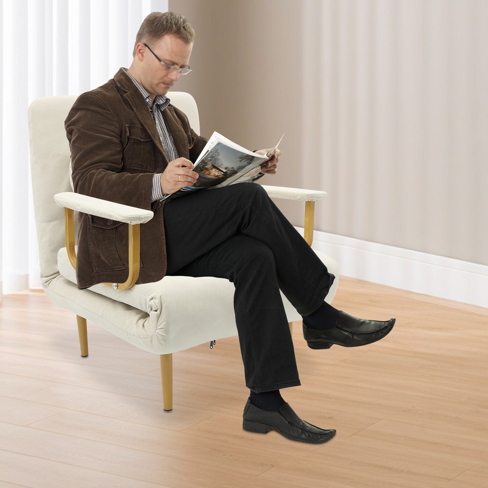 Convertible Sofa Bed with Pillow, 5-Gear Adjustable Backrest, Compact Design