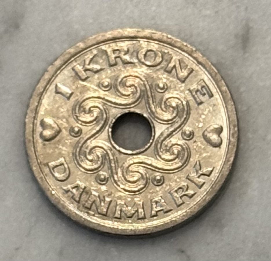 1993 Denmark 1 Krone - AU - About Uncirculated