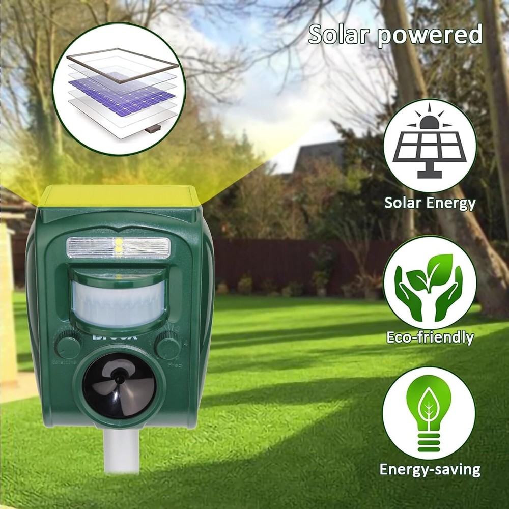 Humane Motion-Activated Deer, Cat & Dog Repellent - Solar Powered Solution