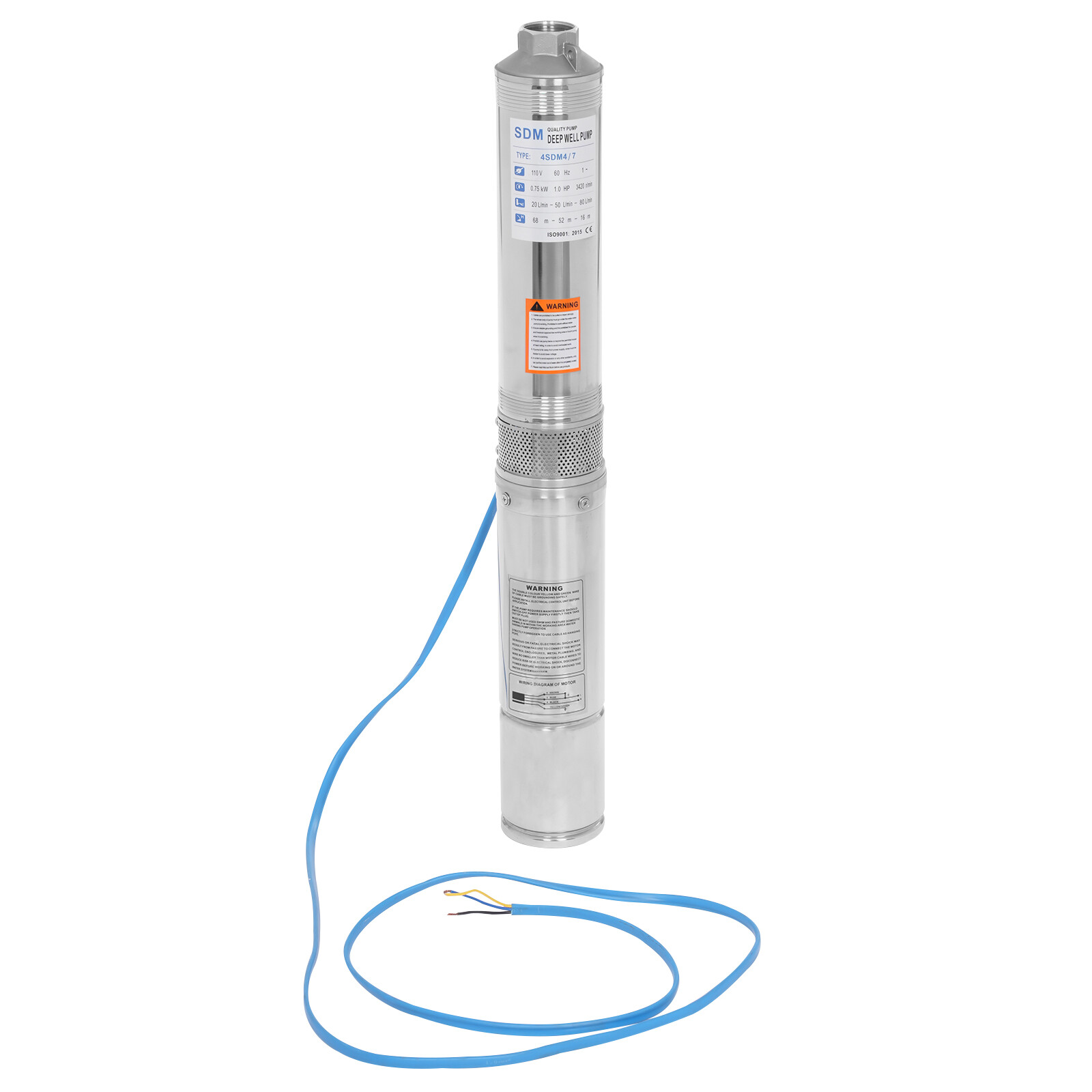 Submersible Pump, Deep Well Pump, Deep Well Pump for Farm Irrigation 1HP 110V