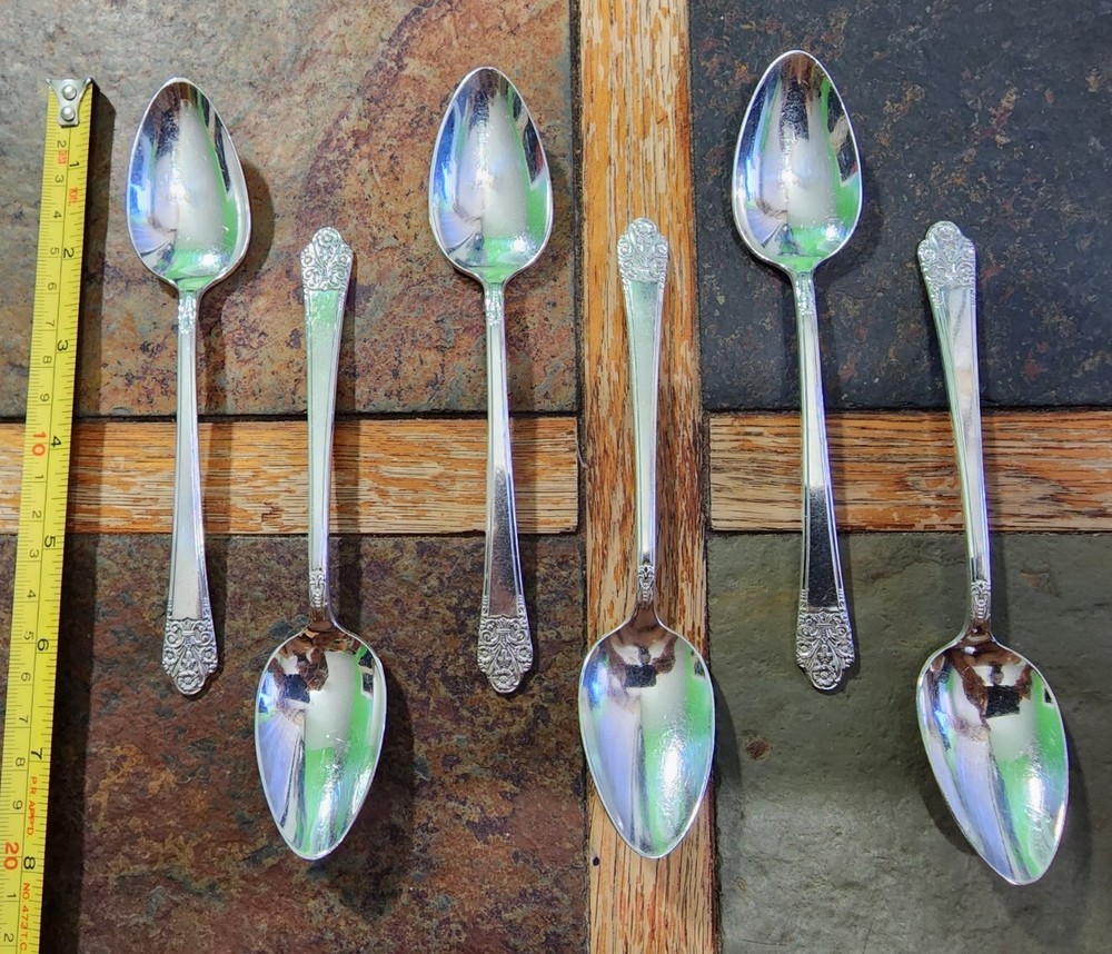 6 ANCHOR ⚓ROGERS c1941 PRECIOUS SILVERPLATED TEASPOONS 🫖/ TEA 🍵 SPOONS