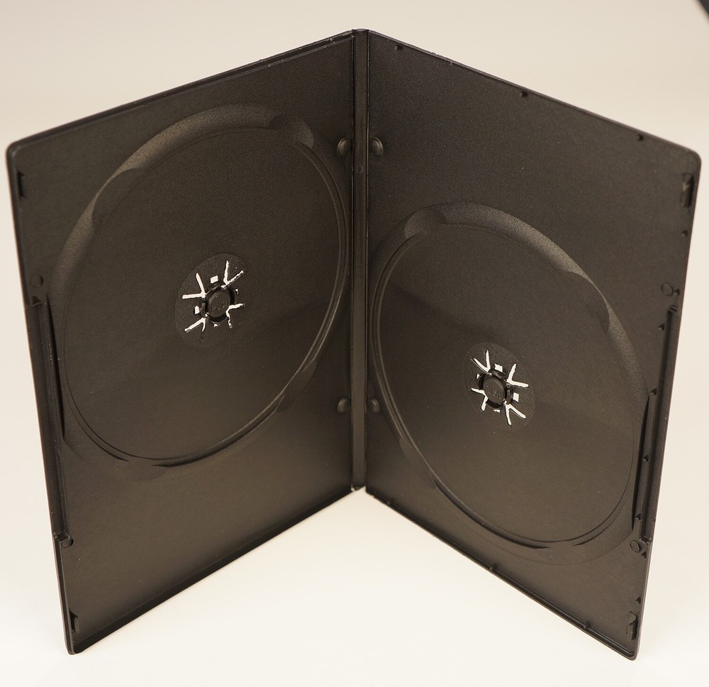 10 Black 7mm Slim Double 2 Disc DVD Cases NOS!