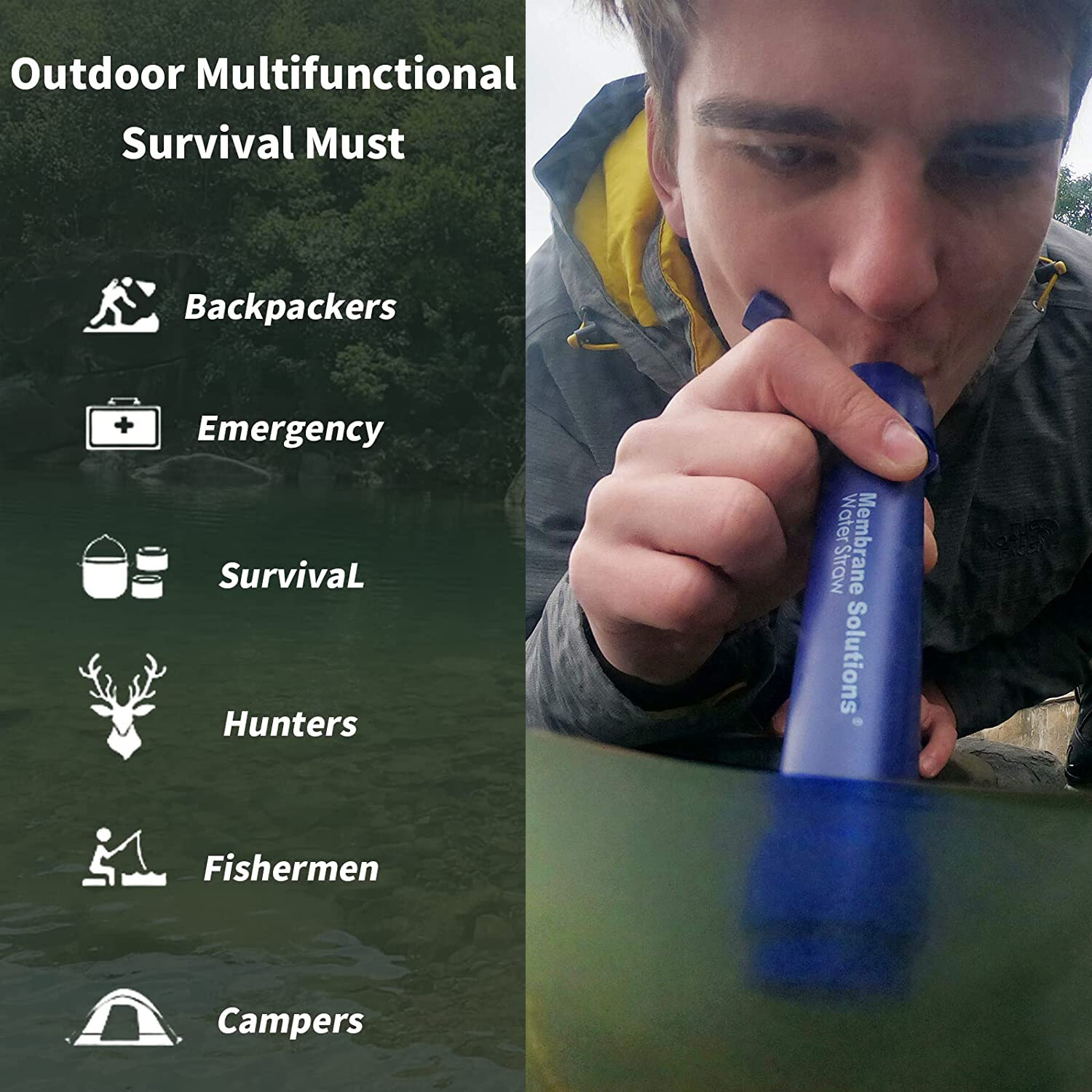 Personal Water Filter Straw 4Stage, Portable Water Purifier Reusable&Replaceable