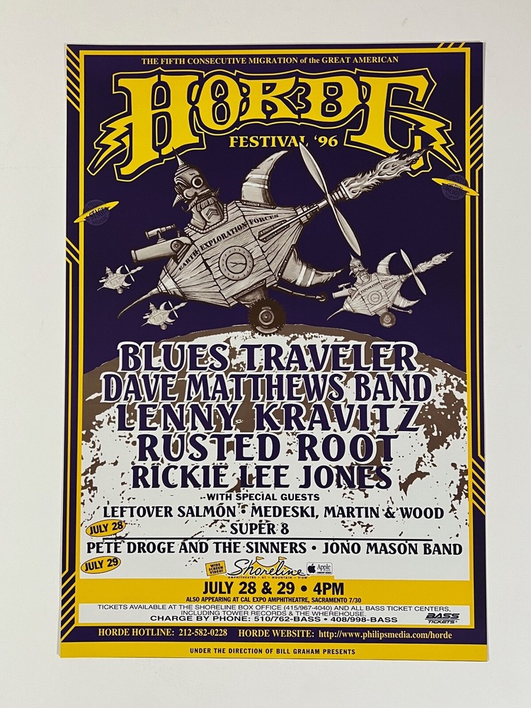 Horde Festival Poster 1996 Shoreline Amp w/ Blues Traveler, Dave Mathews Band ++