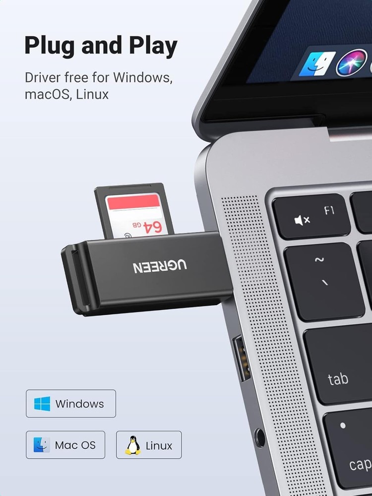 Versatile USB 3.0 Card Reader for SD/TF Cards - Plug & Play Convenience