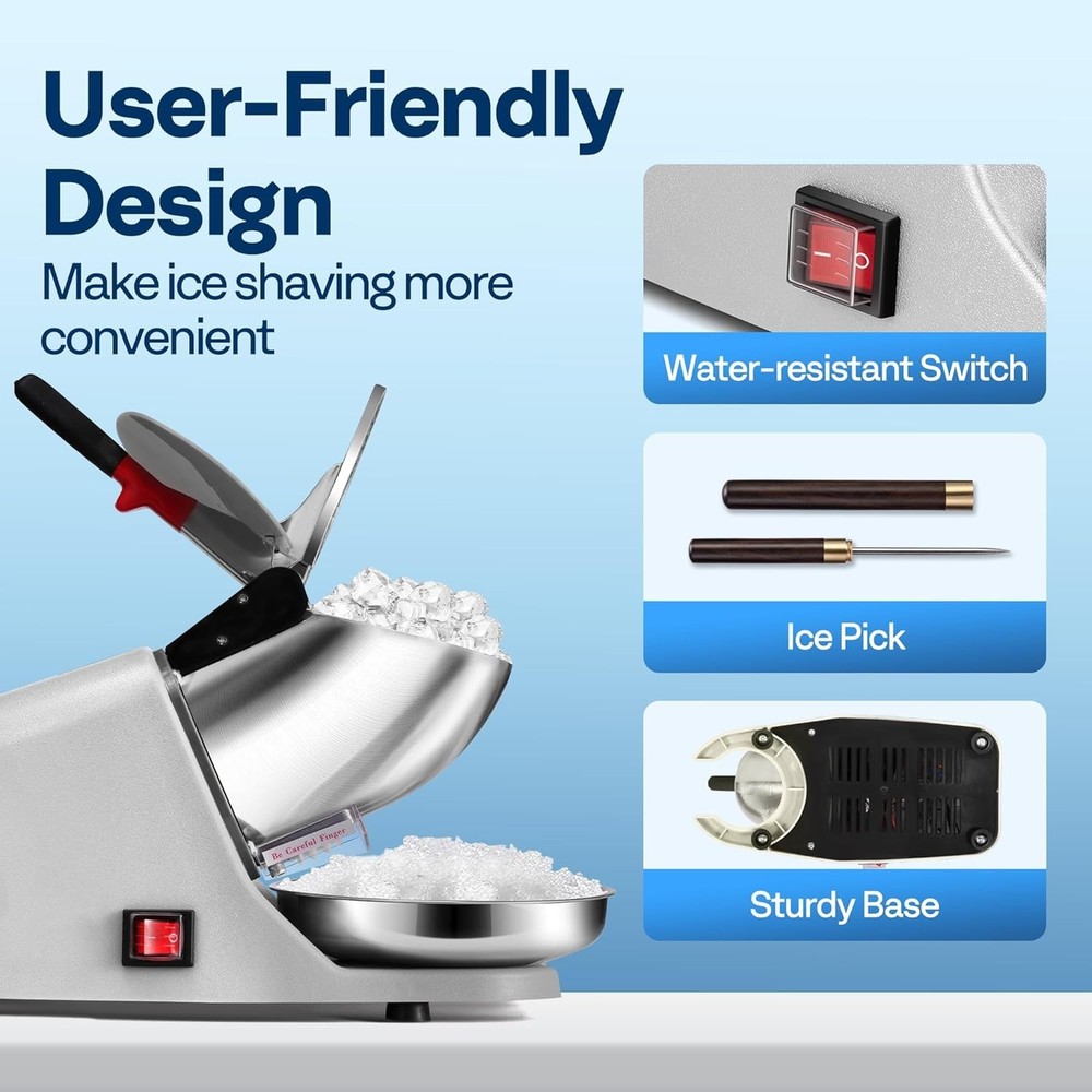 User-Friendly Electric Ice Crusher with Adjustable Texture - 4 Blades, 9.2 lbs