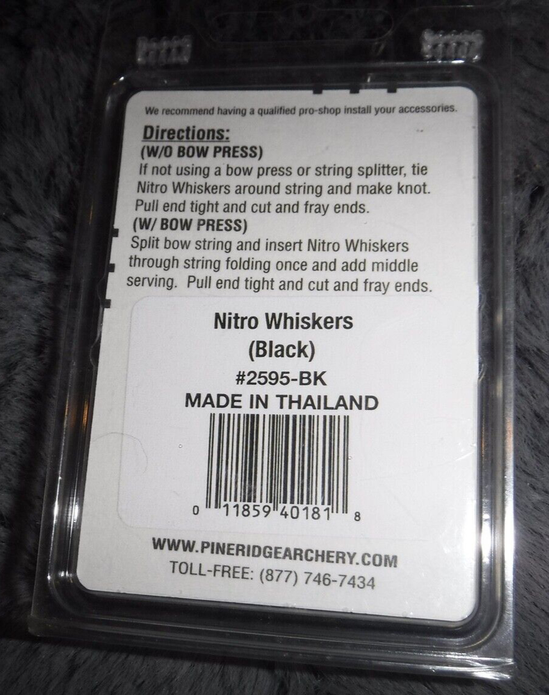 PINE RIDGE ARCHERY NITRO WHISKERS - REDUCE STRING VIBRATION & NOISE #2595 BLACK