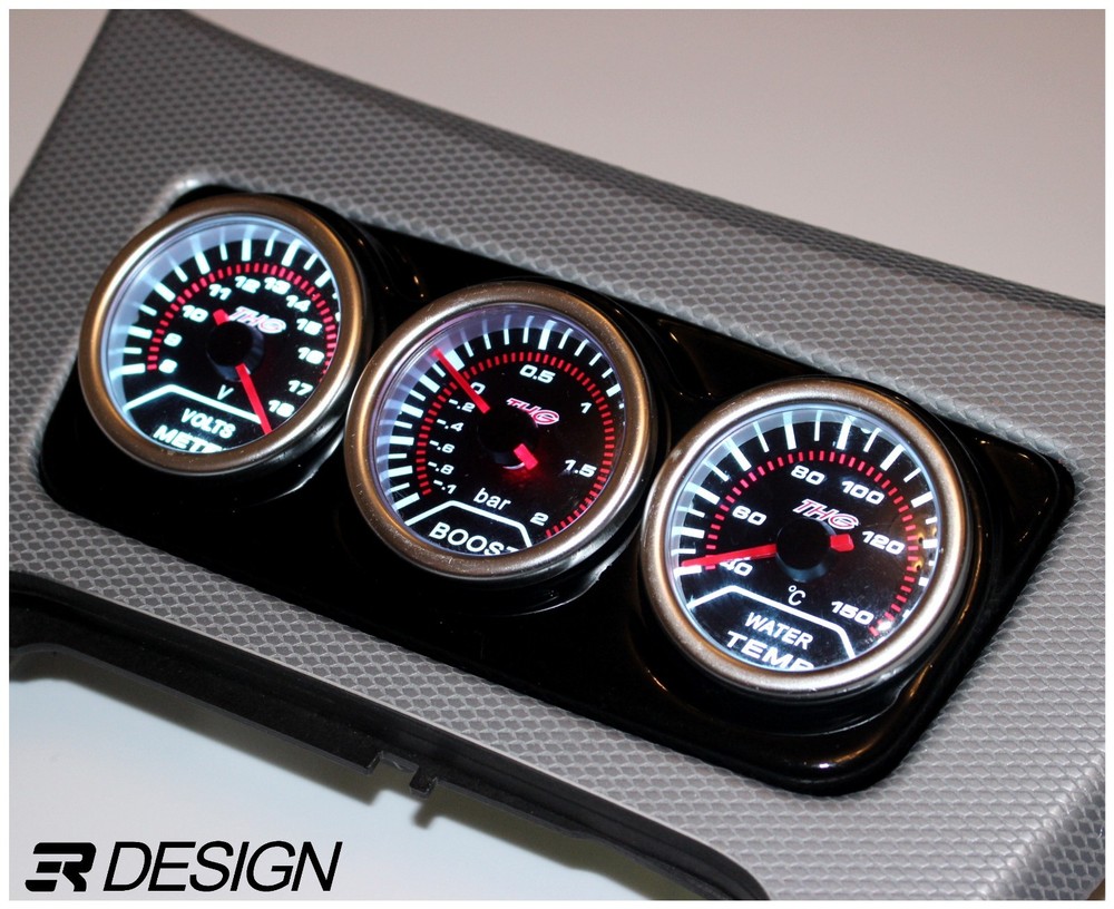 BMW E90 E92 E93 Centre Console Gauge Holder 3 Hole 52mm - Gloss Black ABS