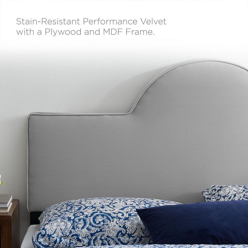 Modway Soleil Performance Velvet Queen Bed in Light Gray