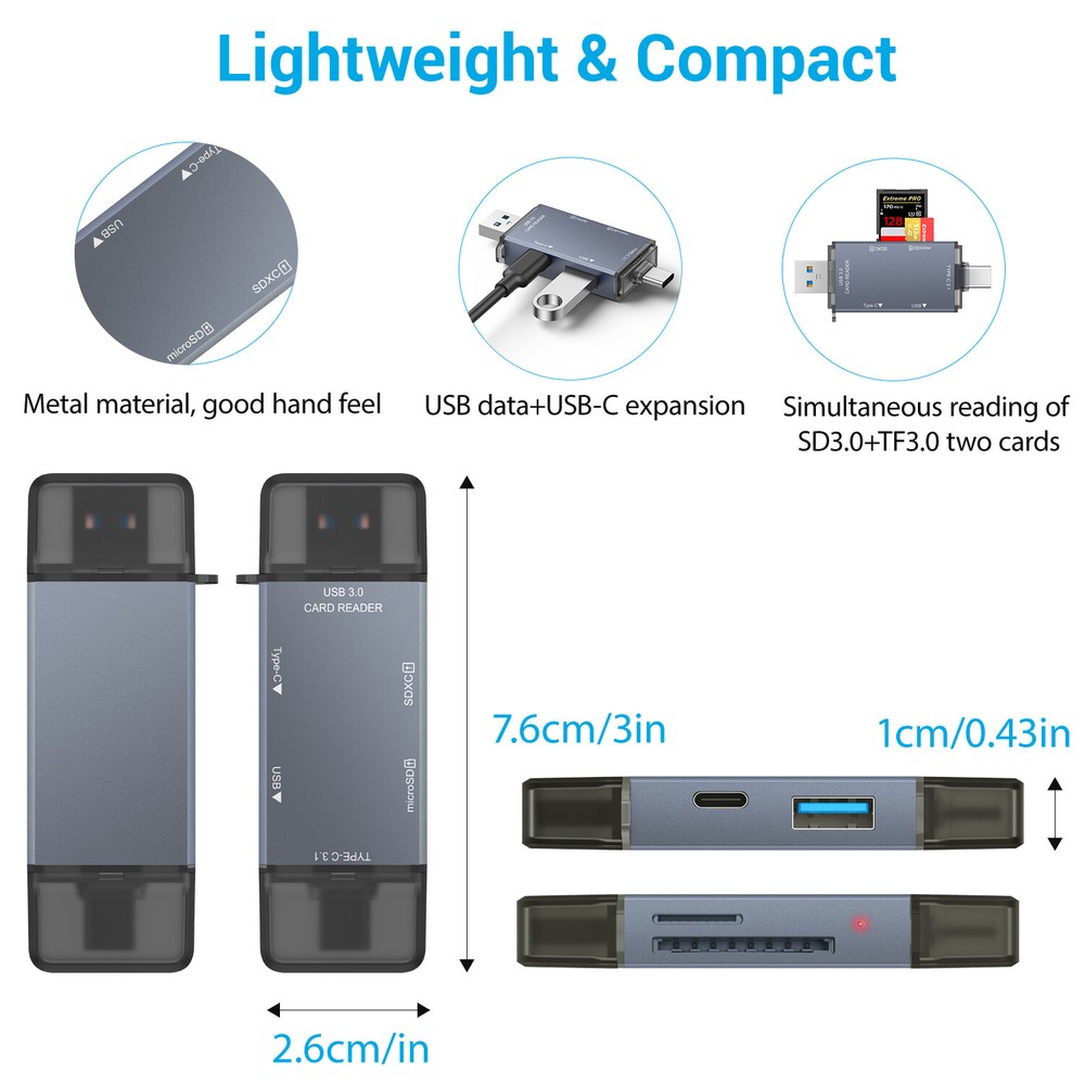 Card Reader USB 3.0 Type C SD TF Reader Writer OTG Adapter for Tablet 6 in 1 HUB