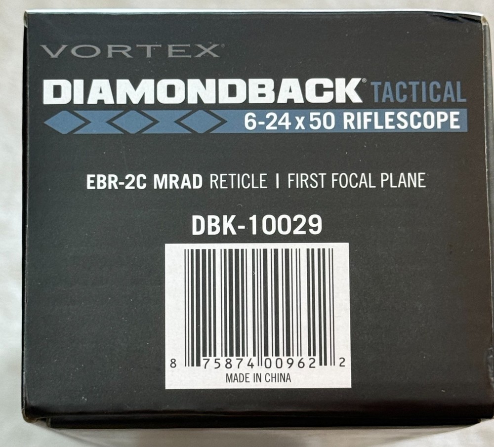 VORTEX DIAMONDBACK 6-24X50 SCOPE W/ SUNSHADE MODEL #EBR-2C (MRAD)