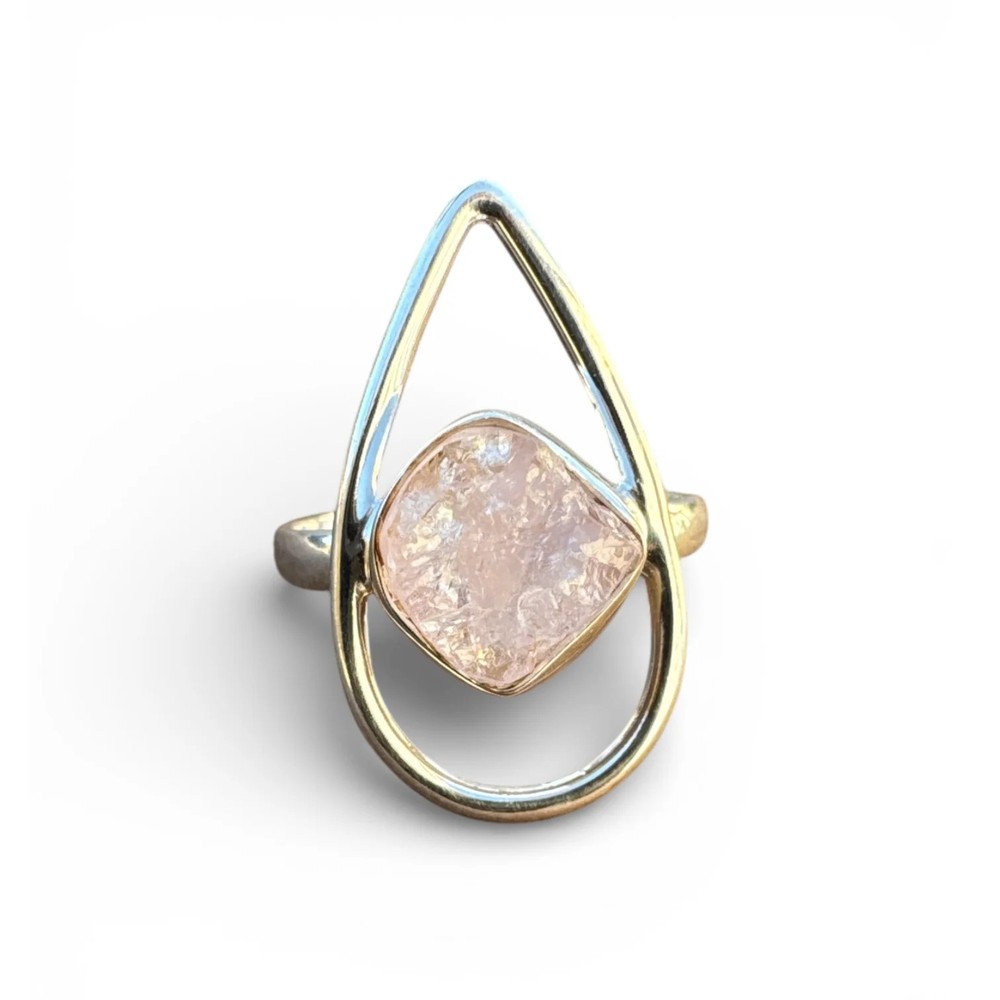 Rough Morganite Solid 925 Sterling Silver Ring 10