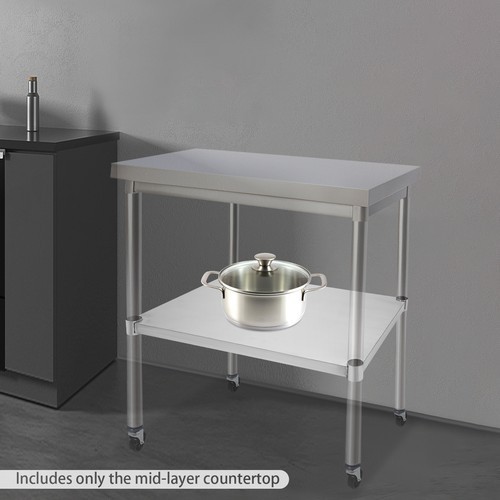 Stainless Steel Table Lower Shelf Under Shelf Rectangular Work Table Adjustable