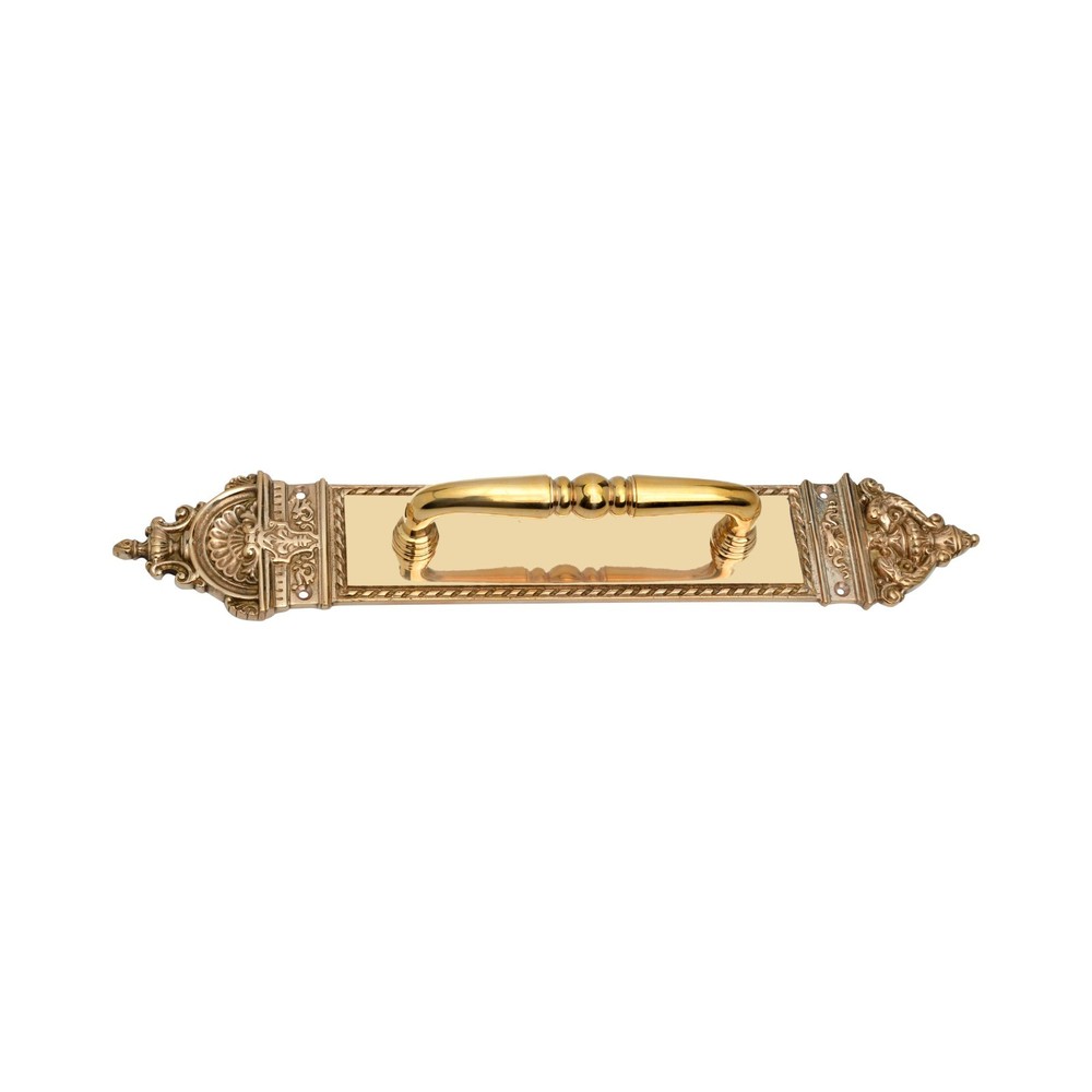 Solid Brass Ornate Door Pull Handle with Backplate – Antique Victorian Style