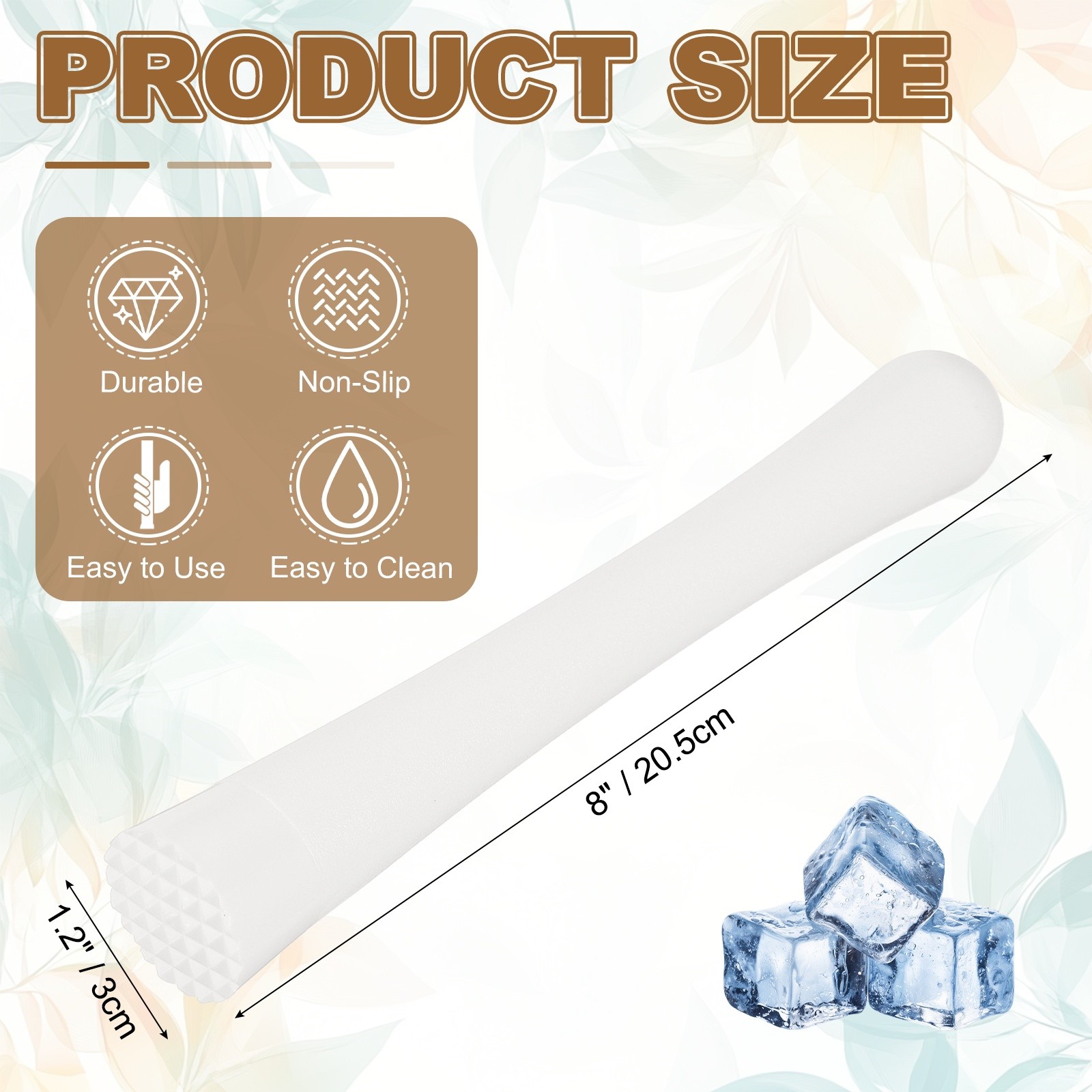 Cocktail Muddler, 8 Inch PP Drink Muddler, White (Thick)